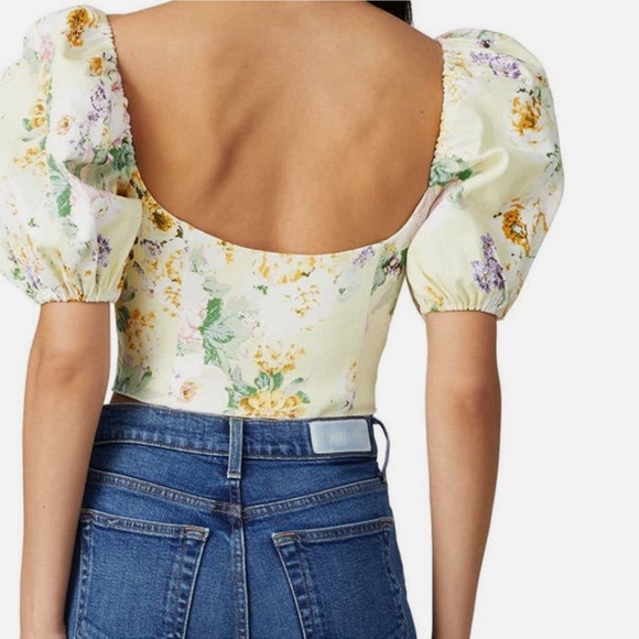 For Love And Lemons Chamomile Denim Crop Top In Buttercreme SOLD OUT - Picture 3 of 4
